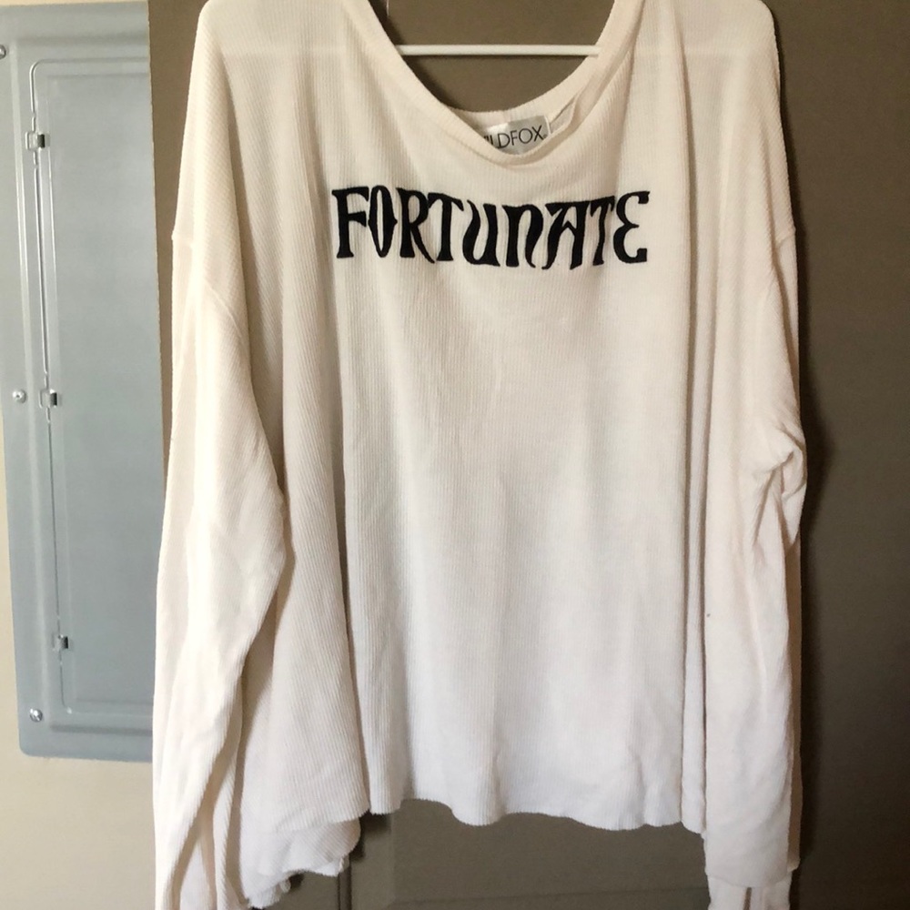 Wildfox Cream Longsleeve Fortunate Top